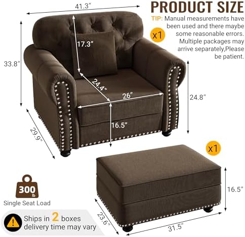 KEIKI 41" Velvet Chesterfield Sofa - Image 2