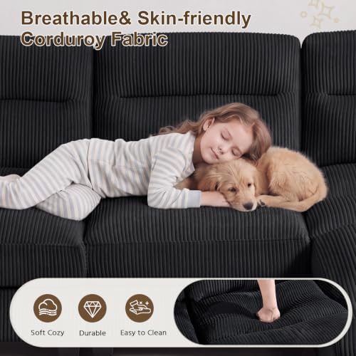 HAOMARKETS Corduroy 3-Piece Sofa Set, Upholstered Ottoman, Modern Loveseat and - Image 3