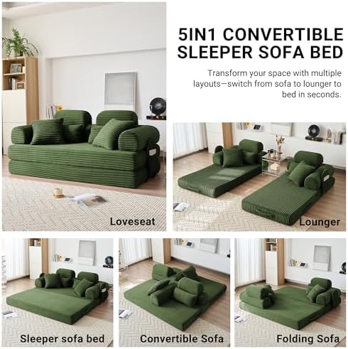 78.8" Futon Sofa Bed with High Back, Boneless Couches - Image 3