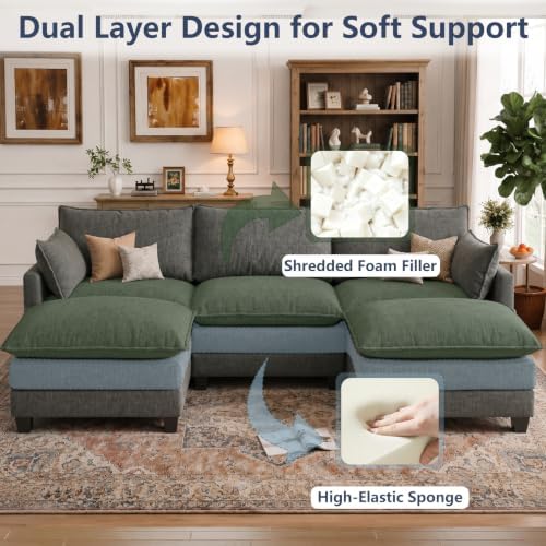 U Shaped Modular Sectional Couch, Comfy Sofa - Image 4