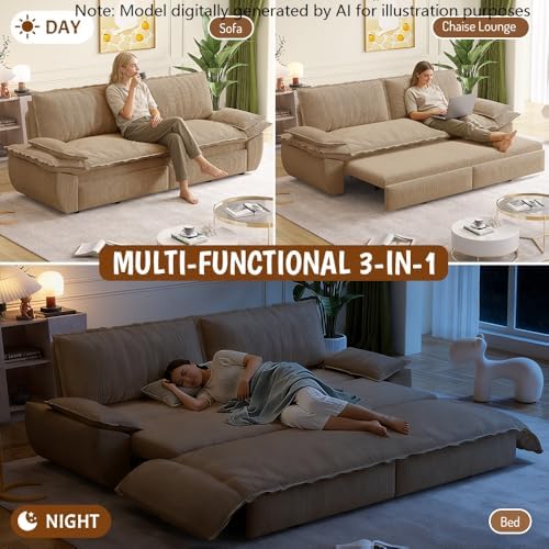 94.5" Sleeper Sofa Bed King Size, 3-in-1 Convertible Corduroy Couch - Image 4