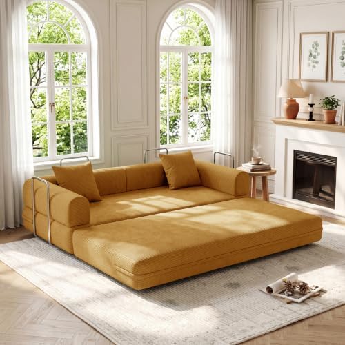 79'' Convertible Compressed Corduroy Folding Cloud Sofa Bed, 5 in 1 Modern - Image 3