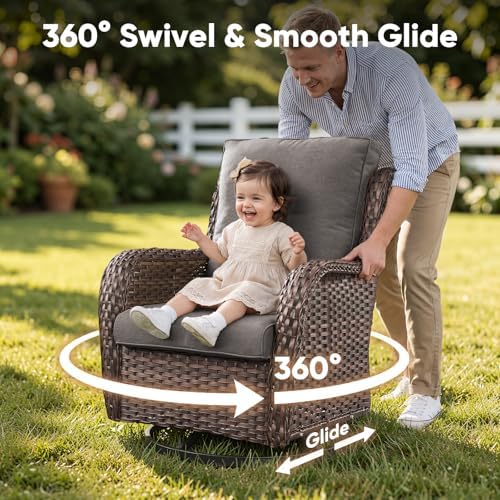 Belord 7 Piece Wicker Patio Furniture Set, Outdoor Swivel Rocker Chairs Set of 2 - Image 3