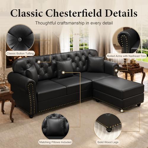 2-Piece Faux Leather Chesterfield Sofa & Loveseat Set - Image 6
