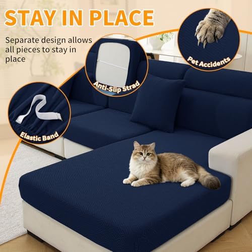 XINEAGE 2 Piece Stretch Couch Cushion Covers Individual Sofa Slipcovers - Image 5