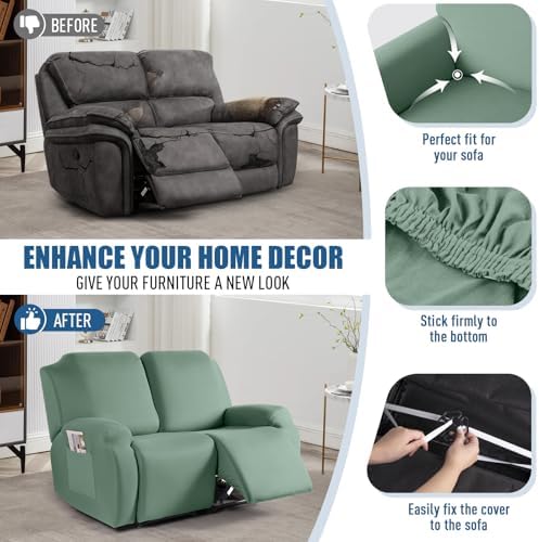 TAOCOCO Recliner Loveseat Slipcover, 2 Pieces Polyester Fabric Stretch Sofa - Image 5