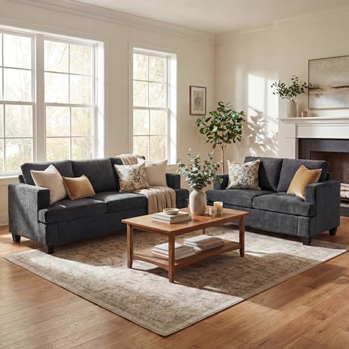 YOUDENOVA 2 Piece Set Comfy Sofa Couch, 3 Seater & Loveseat Sofa by YOUDENOVA