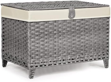 Wicker Storage Basket with Lid, 160L Shelf Basket with Removable Liner Bag by Honjourai