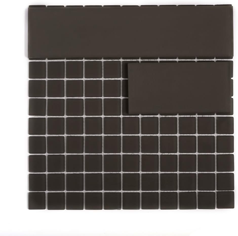 1"x1" Ash Gray Matte Finished Glass Mosaic Tile (9.67 Sq ft- Box of 10 Sheets)