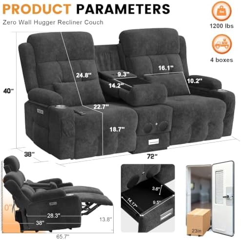 Home Theater Seating, Power Loveseat Recliner Sofa - Image 2