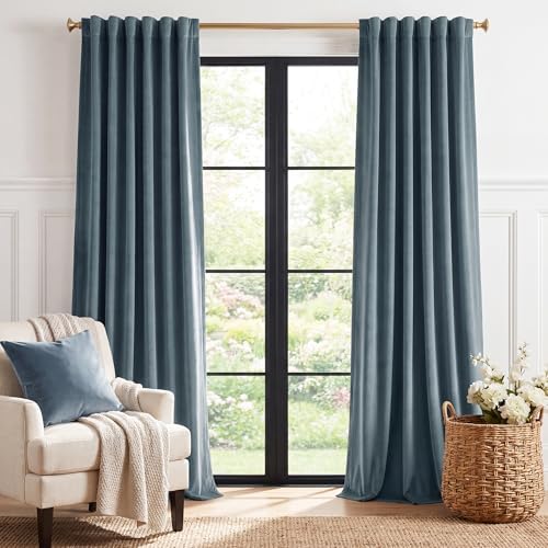 StangH Stone Blue Velvet Drapes Back Tab by StangH