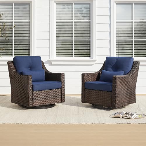 CHITA 2 Pieces Patio Wicker Chair, 360° Rocking Swivel Outdoor Rattan Chair by Unknown