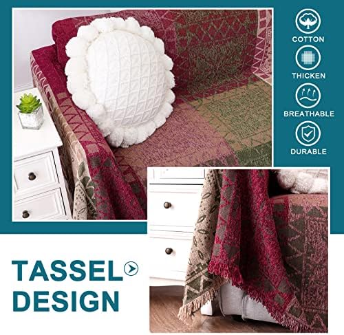 Turquoize Boho Couch Cover Bohemian Cotton Sofa Cover Sofa Throw Cover - Image 4