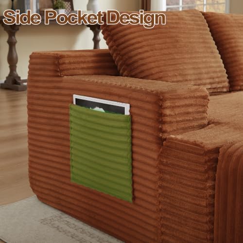 141" Oversized U Shaped Cloud Sectional Boneless Corduroy Sofa Couch Orange - Image 5