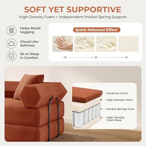 79" Convertible Futon Sofa Bed, Boneless Couch - Image 4