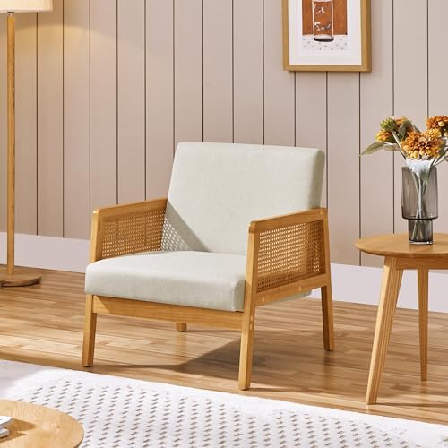 Yaheetech Rattan Accent Chair, Boho Vintage Armchair - Image 2