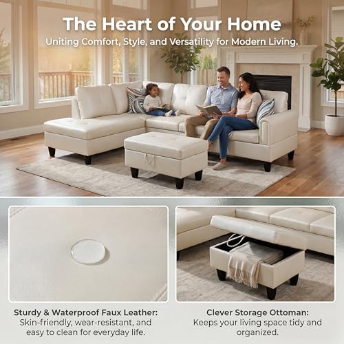 Faux Leather Sectional Couches for Living Room - Image 4