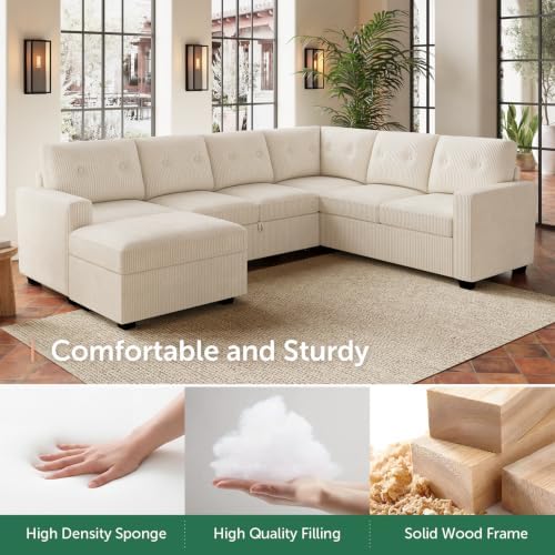 HONBAY Corduroy Sectional Sleeper Sofa - Image 7
