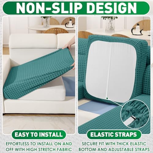MAXIJIN Couch Cushion Covers for Sectional Sofa, Stretch Sofa Cushion Cover - Image 5