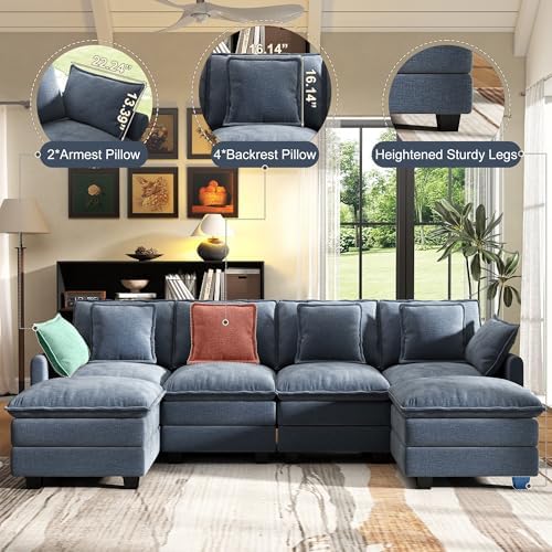 Hanherry 107" Cloud Couch Sectional Modular Sofa, Deep Seat Couches - Image 5