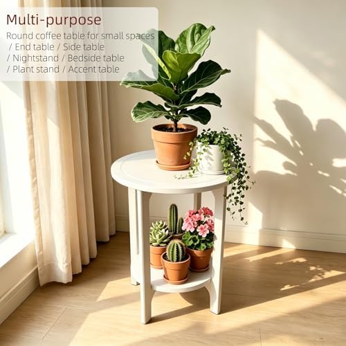 White Solid Wood Round Side Table - Image 6