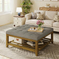 Befurtori Ottoman with Storage Bench, Linen Ottoman Coffee Table by Befurtori