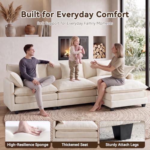 111.4" L‑Shaped Cloud Sectional Sofa Couch, Reversible Chaise - Image 4
