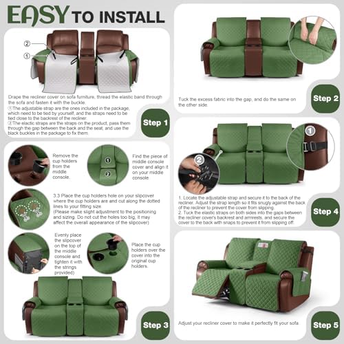 KinCam 100% Waterproof Loveseat Recliner Cover - Image 6