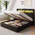 SHA CERLIN Queen Size LED Lift Up Storage Bed Frame Charging Station by SHACERLIN