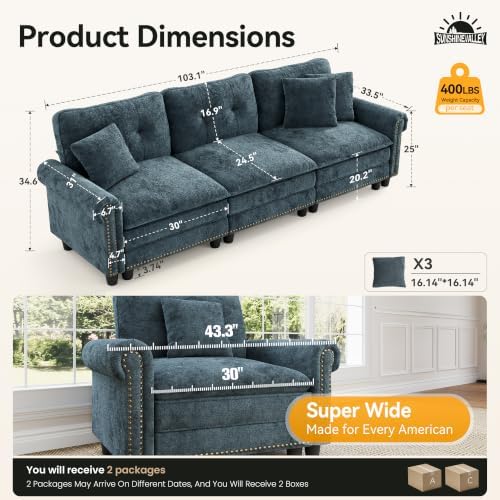 SUNSHINE VALLEY 103.1" Modular Sectional Couch - Image 2