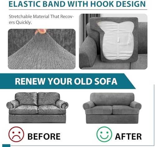 T Cushion Loveseat Slipcover 3 Pieces Sofa Covers - Image 5