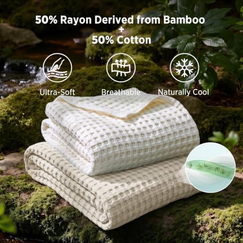 Bedsure Cooling Waffle Blanket for Hot Sleepers - Image 2