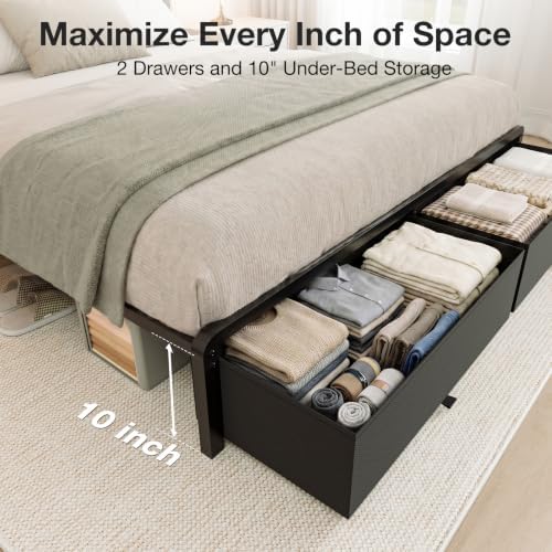 Queen Bed Frame with 2 Storage Drawers - Image 5