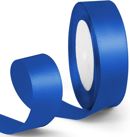1 Inch 25 Yards Satin Ribbon Royal Blue, Solid Color Fabric Ribbon for Gift Wrapping, Wedding, Polyester Gift Ribbon for Birthday Party Decoration, Craft, Hair, Floral, Sewing