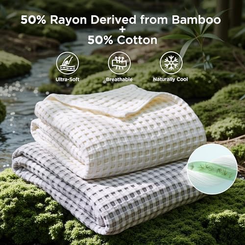 Bedsure Cooling Waffle Blanket for Hot Sleepers - Image 3