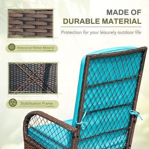 Greesum 3 Piece Outdoor Wicker Rocking Chairs Patio Furniture Set - Image 5