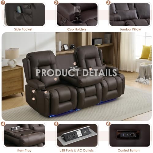 TUNYI Wall Hugger Loveseat Recliner Sofa - Image 6