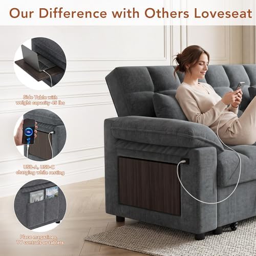 Vipbear Chenille Sleeper Sofa Bed, Guest Room - Image 6