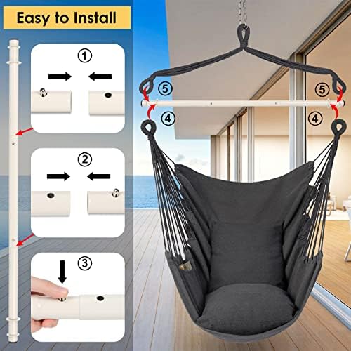 Y- STOP Hammock Chair Hanging Rope Swing Chair, Max 500 Lbs, 2 Seat Cushions - Image 4