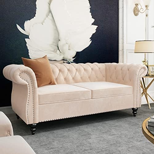 ORRD Chesterfield Loveseat, Modern Velvet Sofa Tufted Couch 2 Seater - Image 3