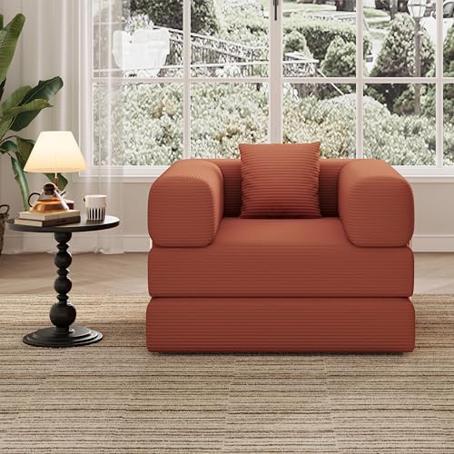 Single Couch Sofa for Small Spaces, 2-in-1 Single Boneless Sofa by BSHOMGI