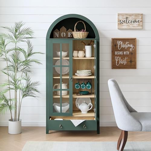 RowyPoey 71" Tall Arched Cabinet Bookshelf - Image 4
