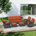 7 Piece Outdoor Wicker Patio Furniture Set, Outdoor Swivel Rocker Patio Chairs by Gardenbee