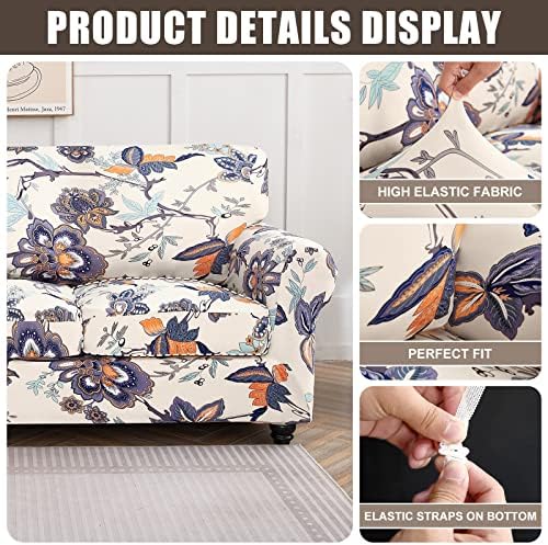SearchI Stretch Sofa Cover Printed Couch Cover, Floral Pattern 3 Pieces - Image 5