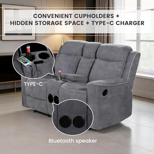 Betsy Furniture Soft Microfiber Manual Reclining Loveseat - Image 4
