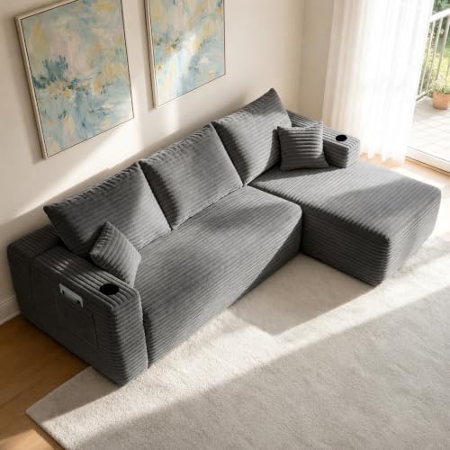 108 inch Boneless Couch, Modular L-Shaped Cloud Sectional Sofa by Yomsum
