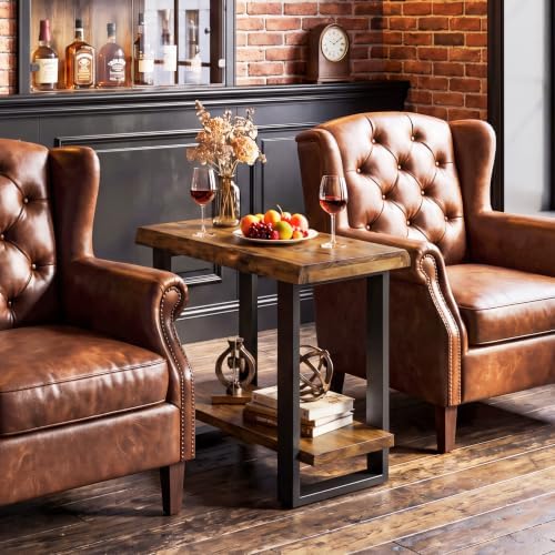 Tribesigns Solid Wood Side Table, Industrial Pine Wood Nightstand - Image 3