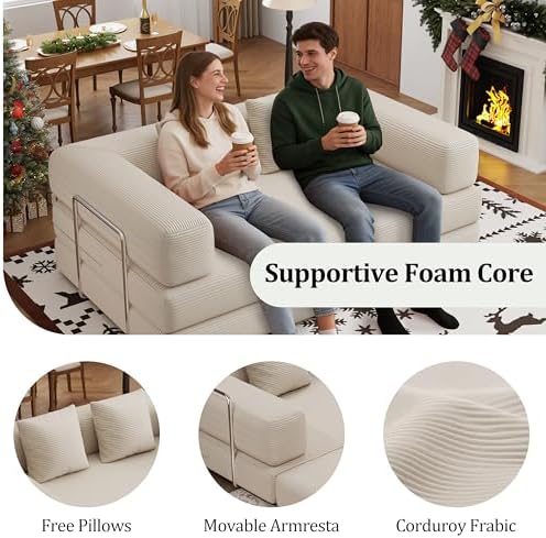 59.0 Inch Convertible Sofa Bed, 4-in-1Futon Sofas Bed Pull Out Sleeper Couch - Image 4