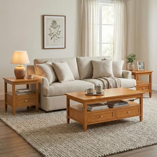 SIMPLIHOME Warm Shaker 20" Wide Solid Wood End Table in Light Golden Brown - Image 4