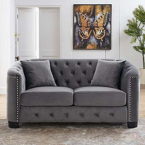 59" Modern Velvet Chesterfield Sofa by Kolavess